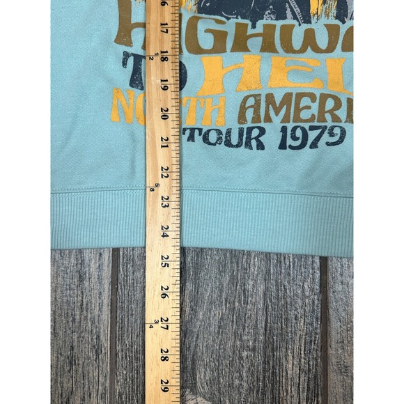 AC/DC Highway to Hell Tour 1979 Graphic Sweatshirt Light Blue Rock Band Womens - Picture 5 of 7